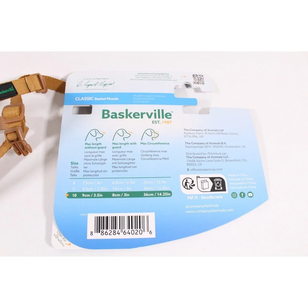 Baskerville Classic‎ Dog Muzzle. New Basket Design, TPR, Anti Scavenge Size 10